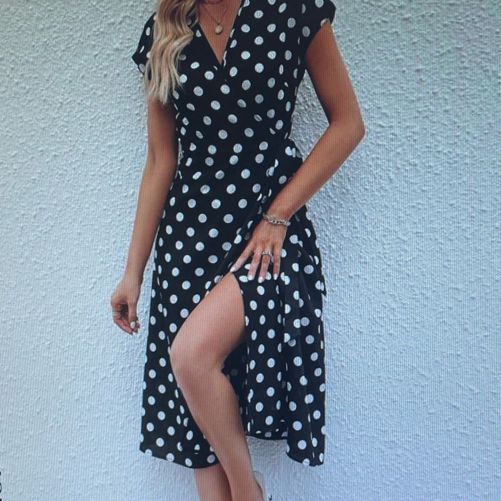 White and black polka dot dress main image 0